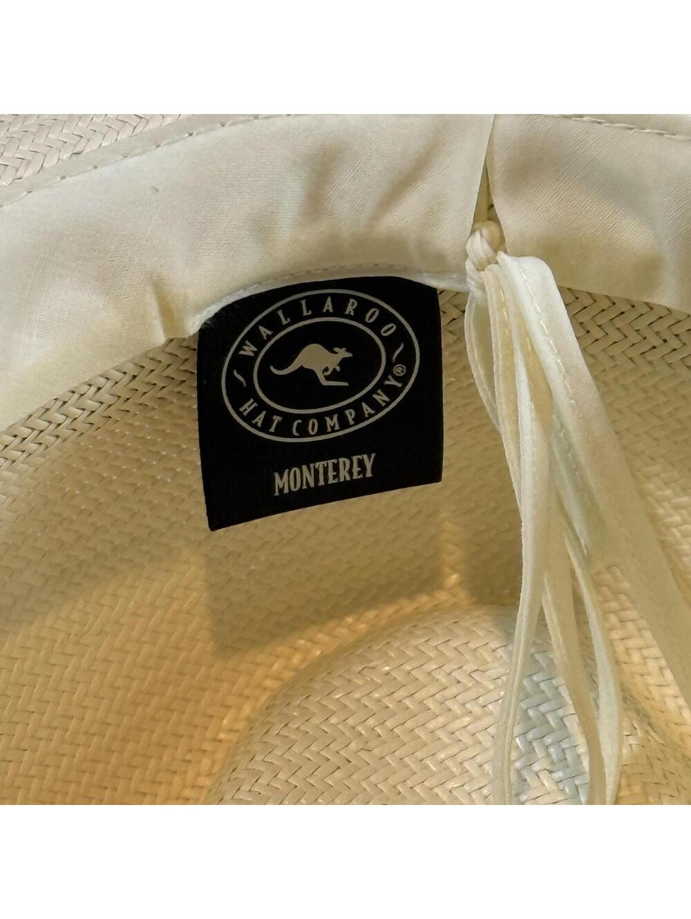 Wallaroo Monterey Hat Company Straw Panama Fedora Sun Hat Cream Ivory Black Band - Picture 7 of 8